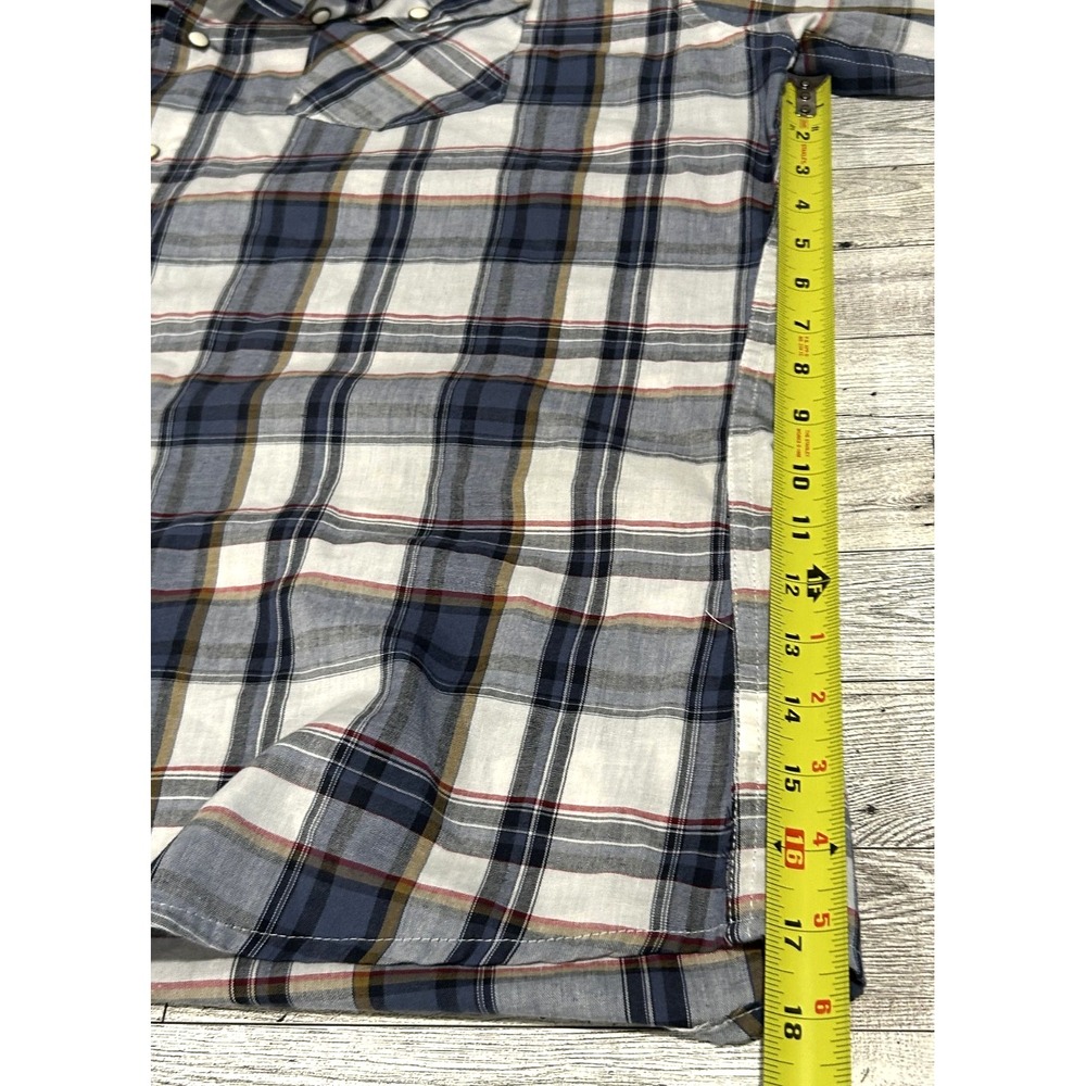 Wrangler Jeans Co. Red Western Plaid Shirt Long Sleeve PearlSnap Button Up XL - Picture 7 of 9
